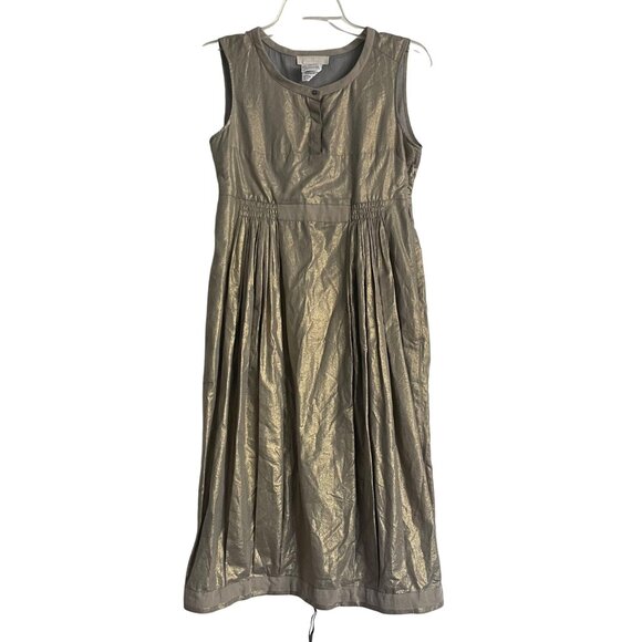 S Max Mara Easy Living Sleeveless Midi Metallic Dress Sz 4 Boho Chic‎ Minimalist - Picture 15 of 15